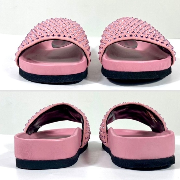NEW JW ANDERSON Pink Suede Crystal Italian Leather Sandal Slides Size 9 - Picture 6 of 10
